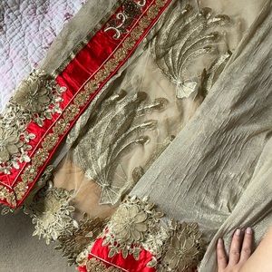 Red and gold designer sari